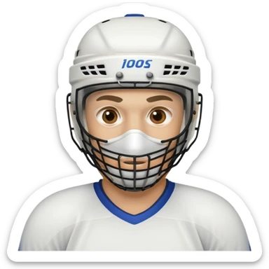 Hockey player with a mask sticker