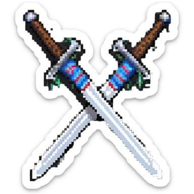 two crossed swords with the letter M sticker