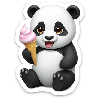 Panda eating ice cream sticker