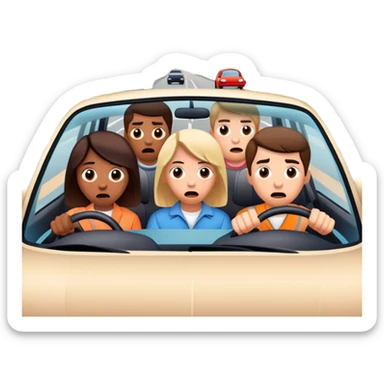 people looking scared driving in bad neighborhoods  sticker