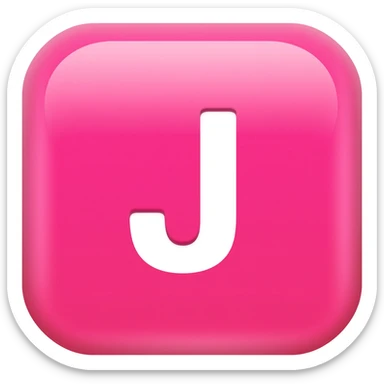 "3D premium,3D rounded-square icon in strong pink with a beveled edge, bold serif white letter 'J'centered, strong specular highlights, inner glow, 1024x1024, png" sticker