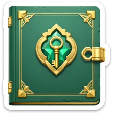 An emerald green book with slate gray accents, gold-gilded edges, and an emblem of a golden key, a pyramid, or a radiant burst of light, radiating prosperity, ambition, and the power of mindset-driven wealth creation sticker