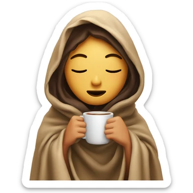 girl inside a blanket sipping coffee eyes closed sticker