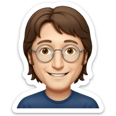 John Lennon without glasses, smiling expression, no text sticker