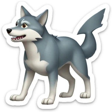 Shiny Wolf with a shark tail and a shark fin on back Full Body sticker