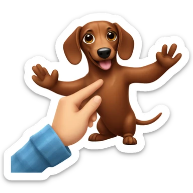 Brown sausage dog giving a high five sticker