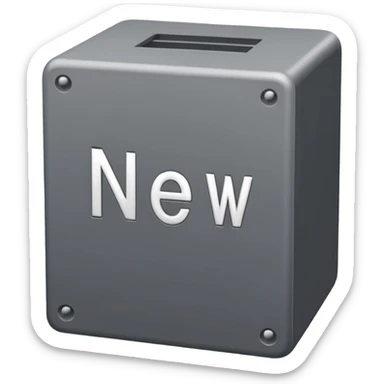 create the word " NEW" In grey color square shape box in capital letter sticker