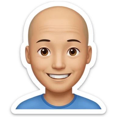 chineese man with a bald head and ponytail in the middle sticker