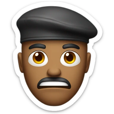 angry man with a beret sticker