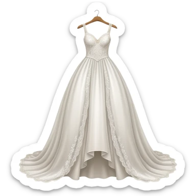 White sparkly wedding dress on a hanger sticker