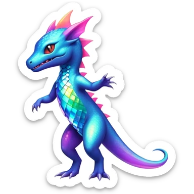 Rainbow crystalic Shiny pastel Salandit-Aurorus-Noibat-Fakémon-hybrid-creature (full body)  sticker