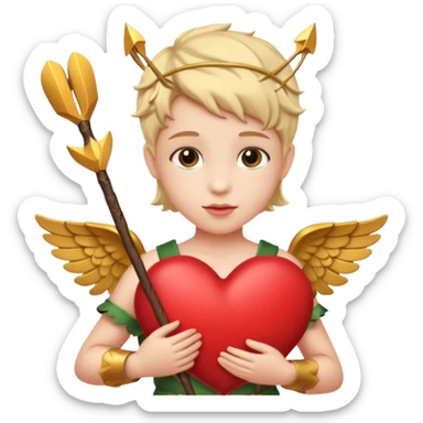 Realistic Cupid holding his heart bow sticker