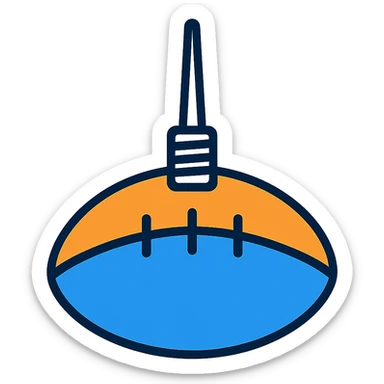 close-up of a football valve where the ball is pumped up, color outline icon style sticker
