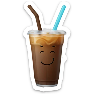 iced coffee with straw sticker