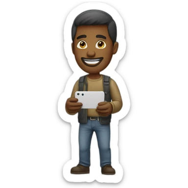 man sending message with iphone sticker