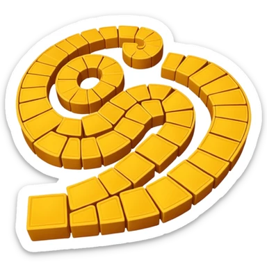 Create a cozy 3D cartoon board game path in warm autumn style. The path consists of 20 golden tiles in a winding S-shaped layout.  sticker