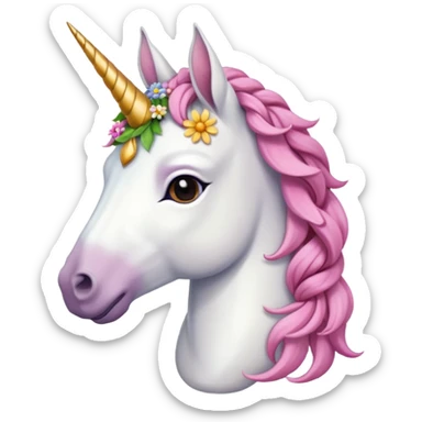 unicorn wearing spanisch daisy crown And has a braided mane  sticker