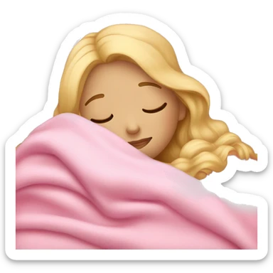Blonde girl sleeping on side with pink blanket sticker