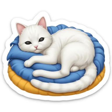 emoji of white sleeping cat with a tail hanging down sticker