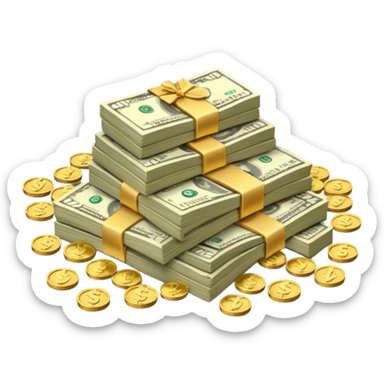 It's an image of money such as coins and bills, but there's only one or two neatly sticker