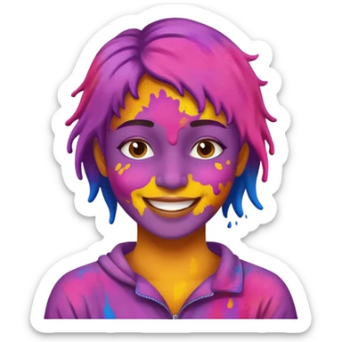 Someone covered in holi sticker