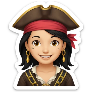 pirate girl with black hair band  sticker