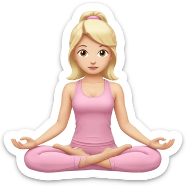 blonde yoga girl light pink clothes n sticker