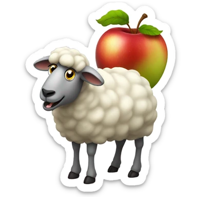 Sheep craving a rotten apple with a worm sticker