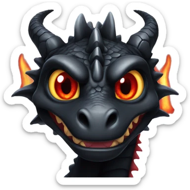 black dragon with red eyes breathes fire sticker
