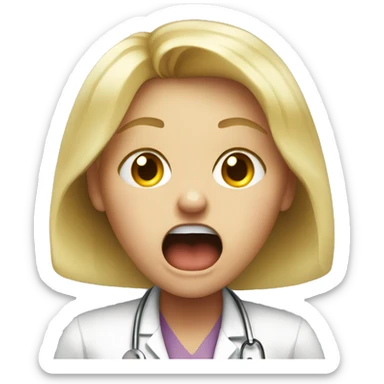 angry blonde girl screams at doctor sticker