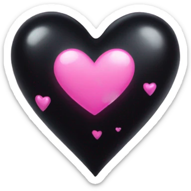 Black heart with pink sparkles  sticker