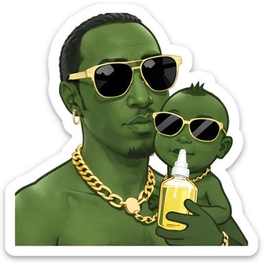 P diddy with baby oil  sticker