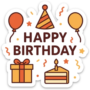 flat design style festive mood on your birthday sticker