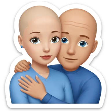 Bald white man blue eyes in love with Filipina woman sticker
