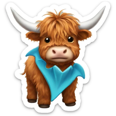 baby highland cow with a shark costume sticker