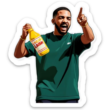Kendrick Lamar throwing mustard at Drake sticker