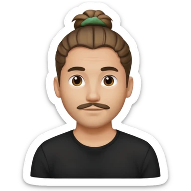 Guy with a black shirt and man bun hair sticker