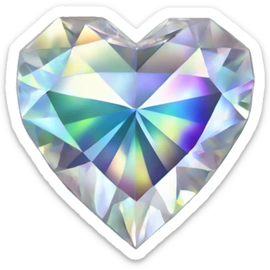 Heart shaped 56-carat iridescent diamond cluster sticker