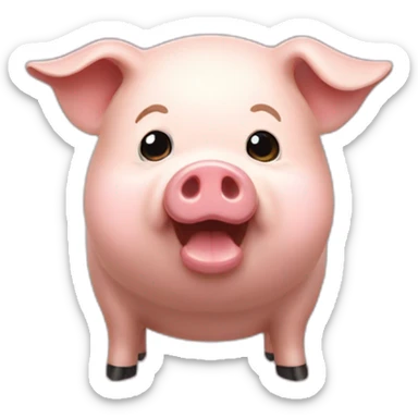 squealing pig with short blonde hair sticker