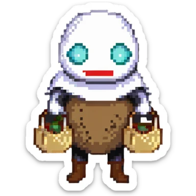 retro game horror character with stitched sack mask sticker
