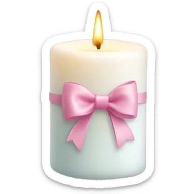 White candle with Pastell pink bow sticker