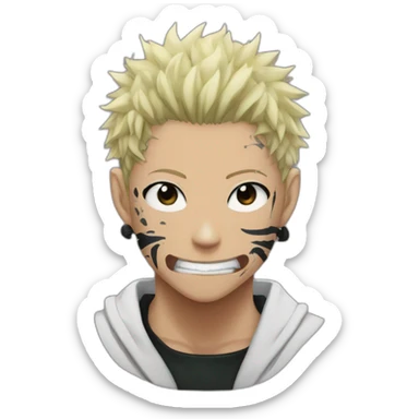 sukuna jujutsu kaisen with face tattoo  sticker