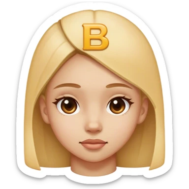girl with the letter “B” on her forehead sticker