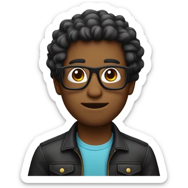 un chico con el pelo negro y con gafas sticker