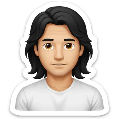 Männlich, lange gewellte schwarze Haare, Hautfarbe stark gebräunt sticker