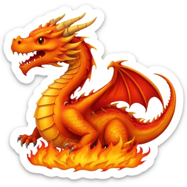 um dragão pegando fogo sticker