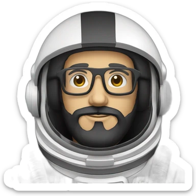 posing caucasian astronaut with black beard and white glasses sticker