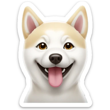 white Shiba inu smiling face with many hearts sticker