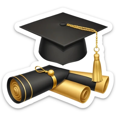 A graduation cap and diploma sticker