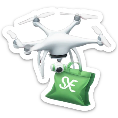 a drone with a bag of money sticker